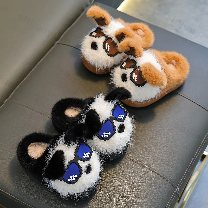 الفتيان فتاة النعال الأطفال أفخم الدافئة نعال من القطن 2025 الشتاء المضادة للانزلاق الكرتون النعال الطابق داخلي رقيق أحذية منزلية