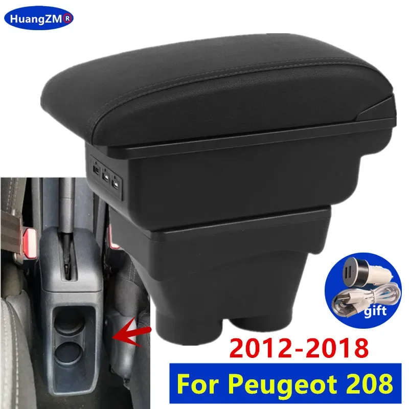 For Peugeot 208 Armrest Box For Peugeot 208 2012-2018 Car Armrest Auto Storage Box Car Accessories Interior Retrofit Parts