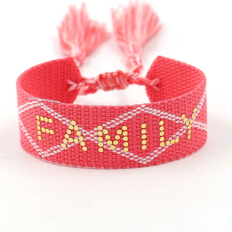 

Hot piece letter weaving bracelet fashion tassel hand rope wristband jewellery Christmas gift can be customised pattern logo