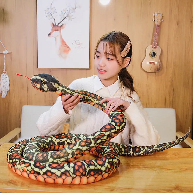 1pc 200cm/300cm Giant Snakes Plush Toy Simulation Long Golden Python Stuffed Snake Plushie Children Boys Gift Home Decoration