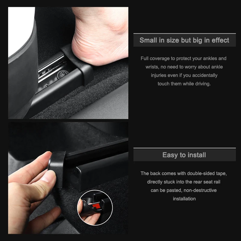 Voor Tesla Model Y/3 2018-2024 4 Stuks Achterbank Slide Rail Anti-Kick Rubberen Plug Beschermhoes autostoel Rail Anti-Blocking Cover