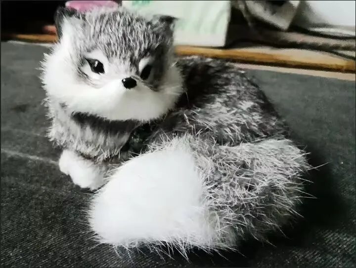 Simulation Fox Model Home Desk Decoration Real Life Plastic & Fur Curling Fox Approx. 13x9x12 Cm T0022