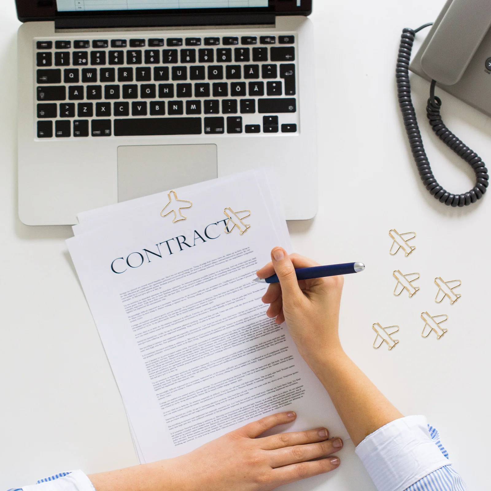 20pcs Creative Paper Clips Airplane Shaped Metal Page Markers Office School Desk Organizer Supplies Bookmark File Sorting