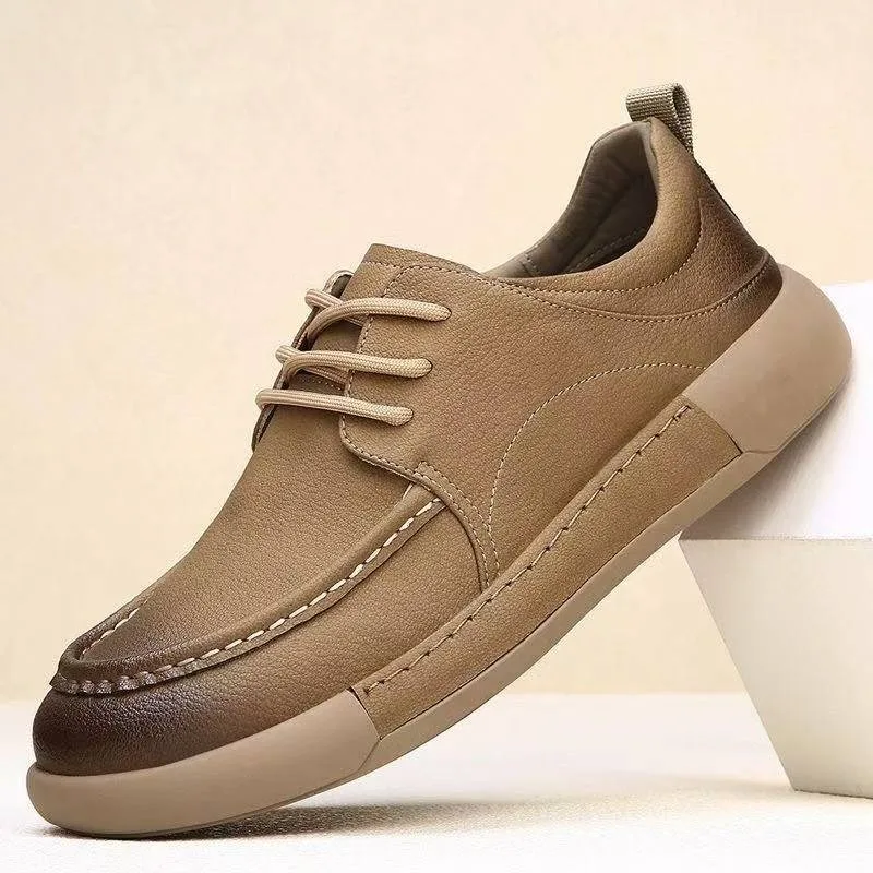 Men Casual Oxford Shoe Stitching Thick Sole Platform Sneakers  Soft Faux Leather Comfort Daily Walking Outdoor Business Footwear