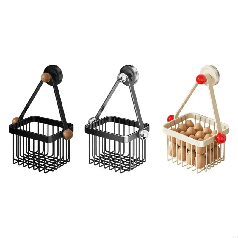 

Strong Suction Cup Kitchen Basket Not Drill Wall Mounted Organizers Rusts Resistant Carbon Steel Plastic Designs for Home