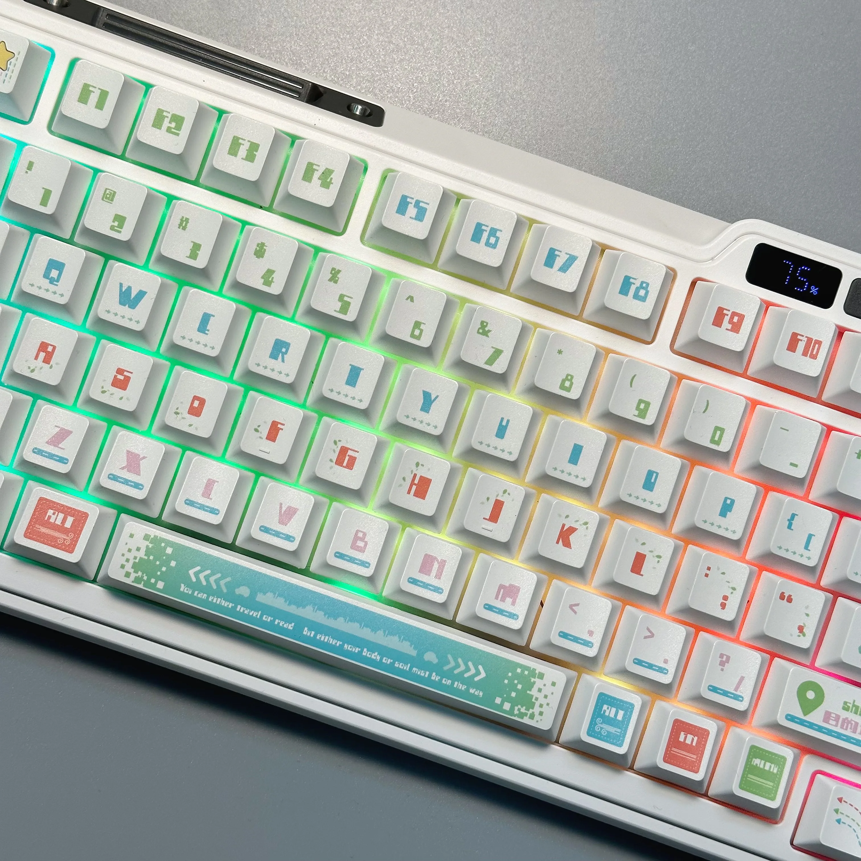 Travel Theme Keycap Set Cherry Profile PBT Material Thermal Sublimation Mechanical Keyboard Keycaps Simple White Key Caps