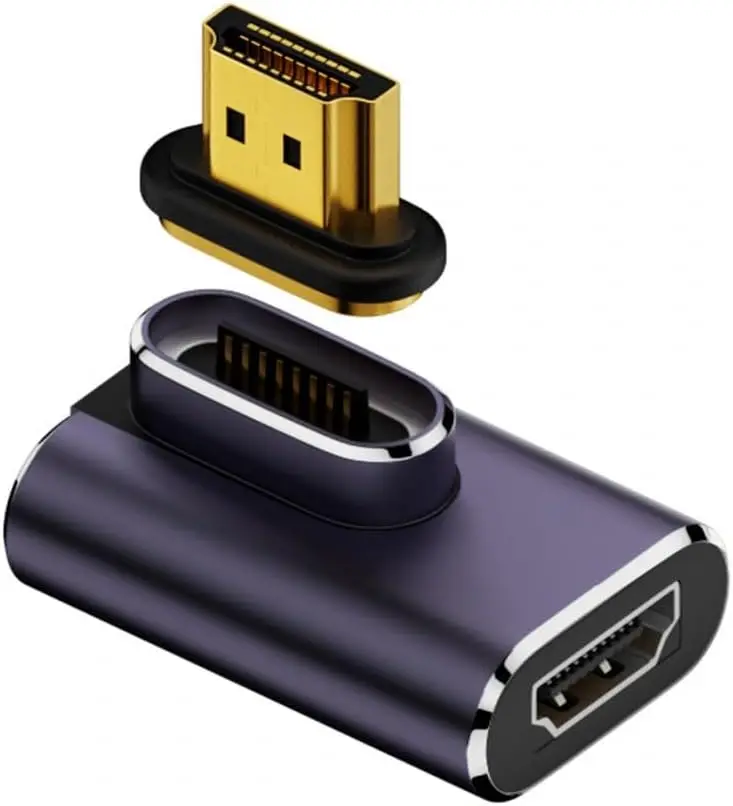 Adapter 90 Degree Down Angled Vertical Magnetic 8K Type-A HDMI 2.1 Male to Female Straight Video Adapter for Laptop HDTV