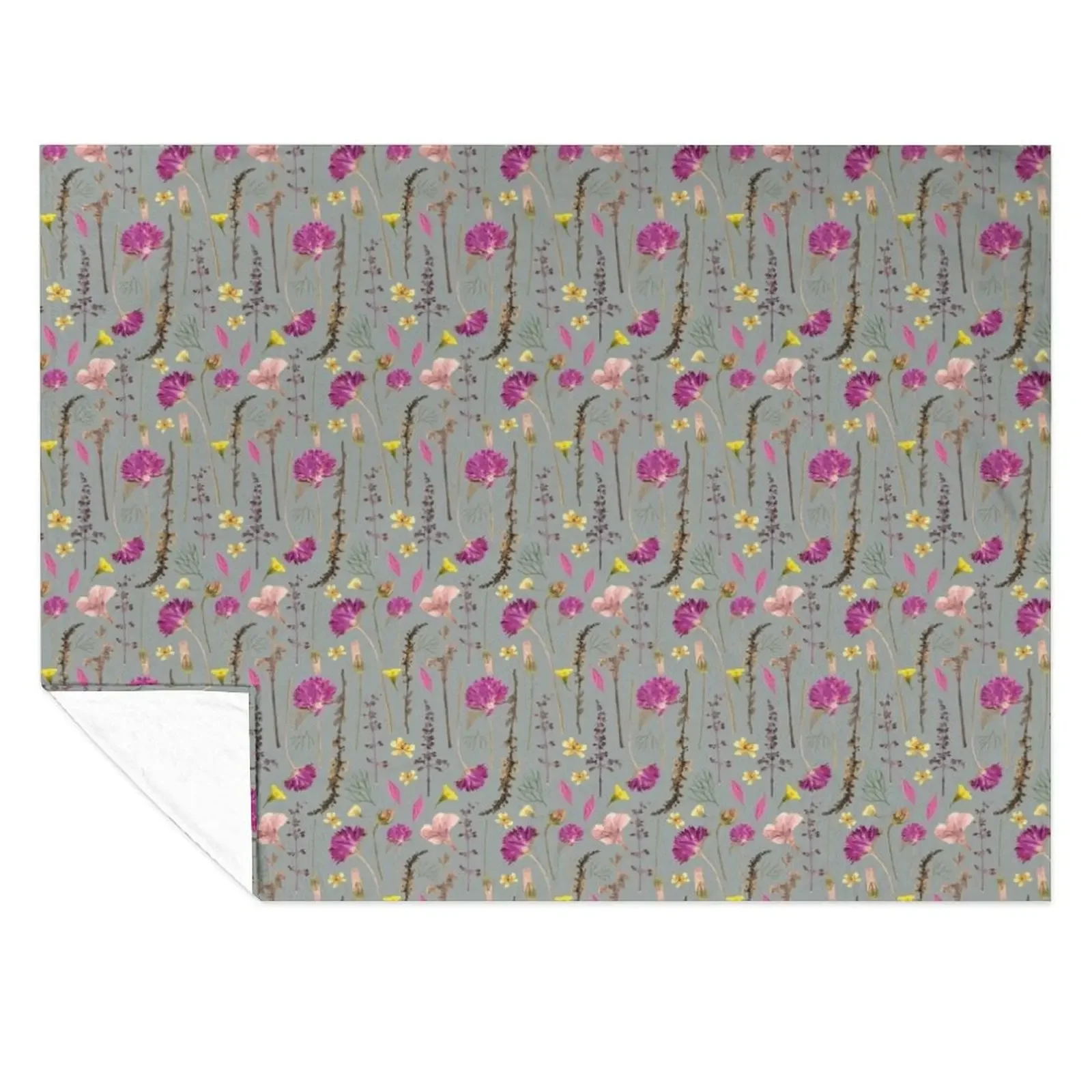 

21001 E Pressed Flowers Throw Blanket Thermal Soft blankets and throws For Sofa Thin Blankets