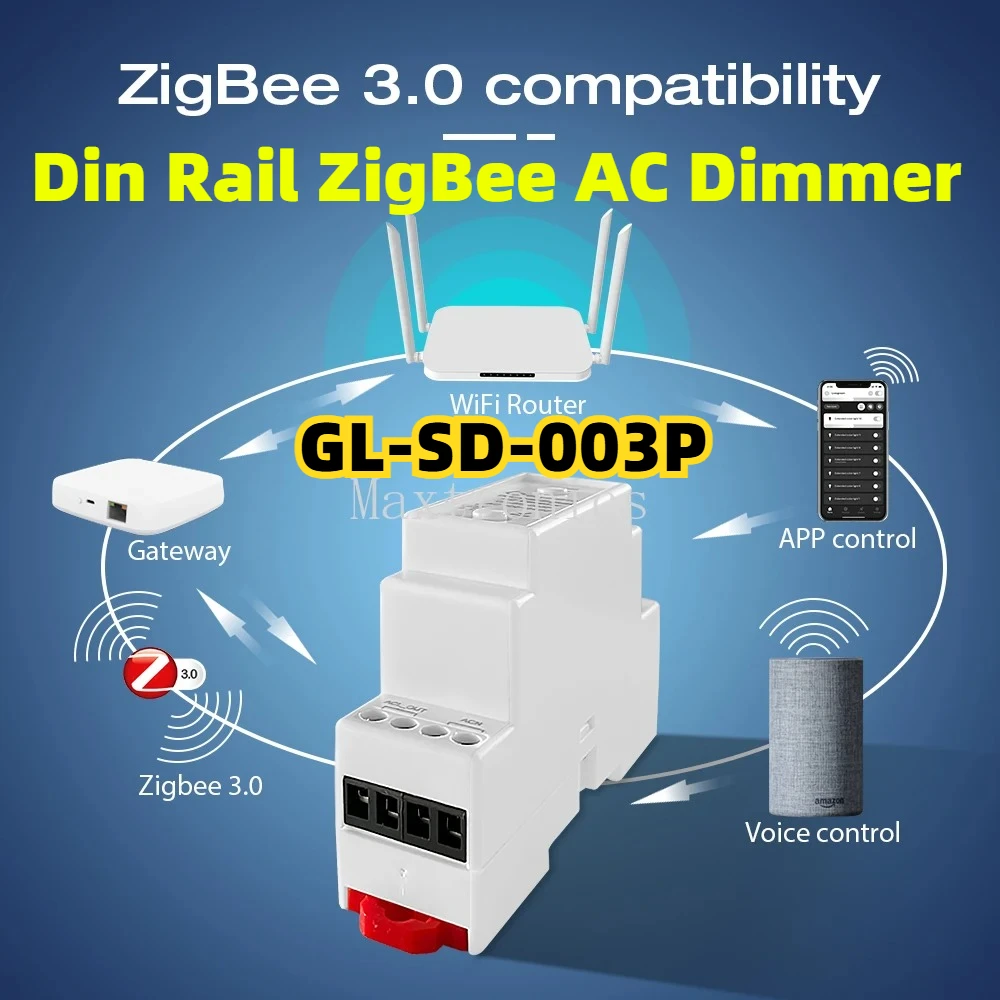 GLEDOPTO Din Rail ZigBee AC Dimmer GL-SD-003P APP Push Switch RF Remote Electrical Guide Rail Work with Tuya SmartThings Alexa
