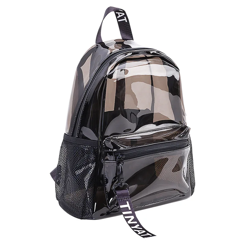 Mochila de PVC transparente para as Mulheres, Kawaii Travel School Bag para Meninas, Nova Tendência, Moda Sólida, Claro, Criança