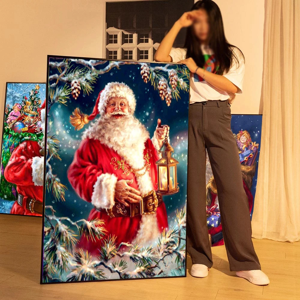 5D Santa Claus Diamond Painting Full Square Embroidery Cross Stitch Diamond Mosaic Rhinestone Christmas Decorations For Home Art