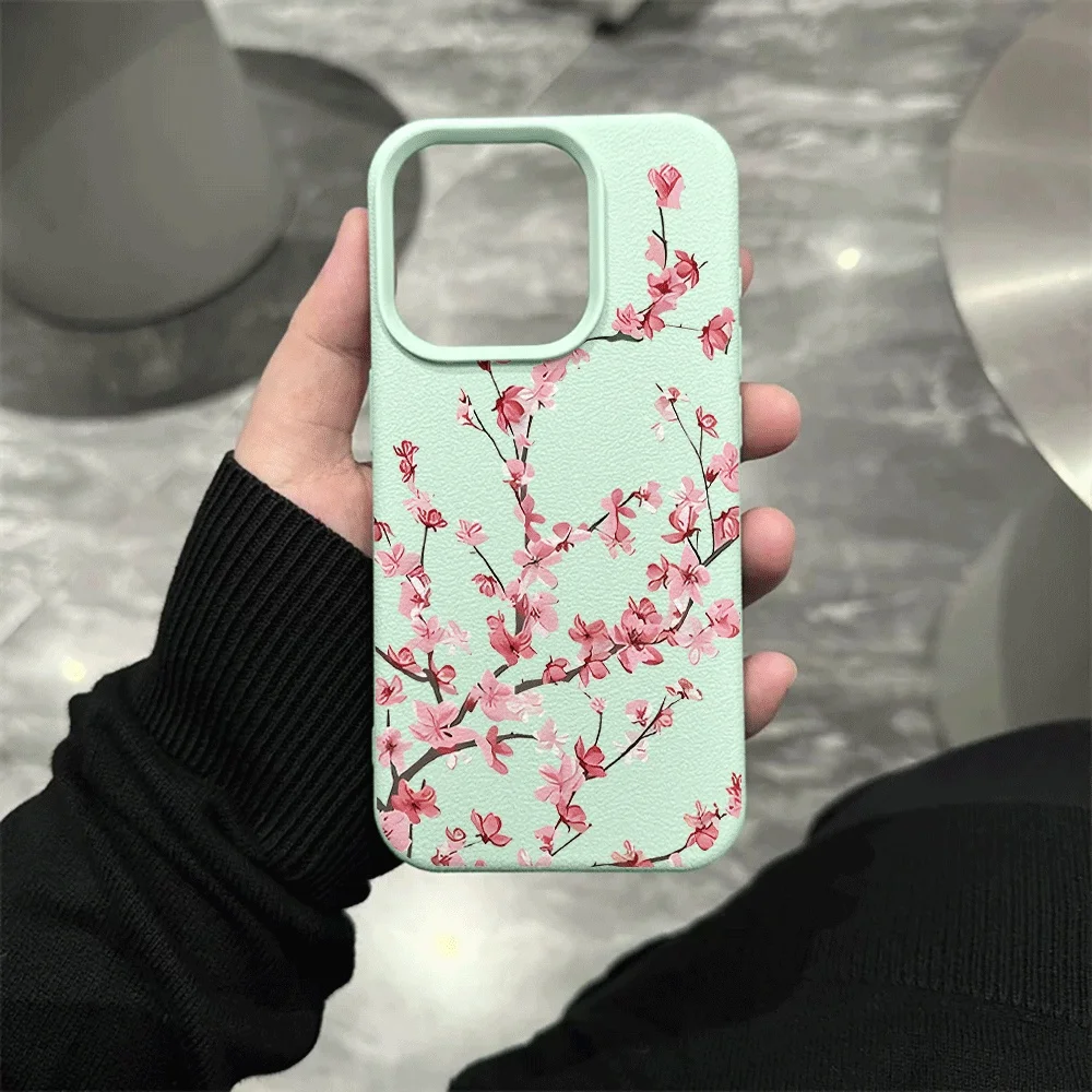 Rosa Pflaumenblüten-Zweig Handyhülle für iPhone 17 16 15 14 13 Pro Max 16 15 14 Plus 17 16 15 14 Pro 17Air Silikon Matte Hülle – Detail 10