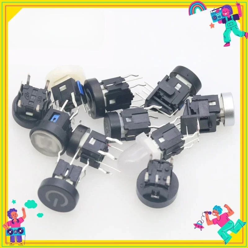 2PCS 6X6 Series LED Light Button Self Resetting Vertical Side Press Light Touch Switch Power Button Circular Design