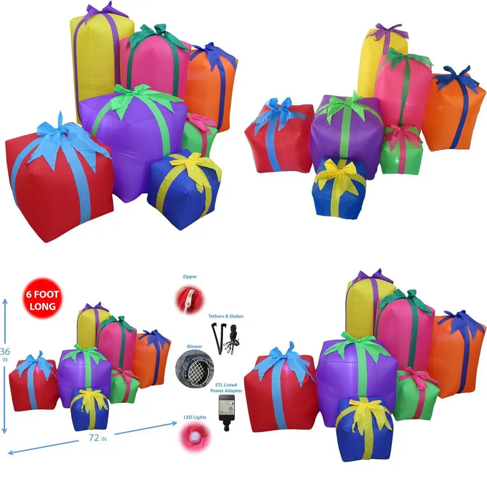 

Illuminated 6ft Christmas Snowman Family with Penguins & Tree - Outdoor/Indoor Inflatable Holiday Decor with LED Lights, Self-In