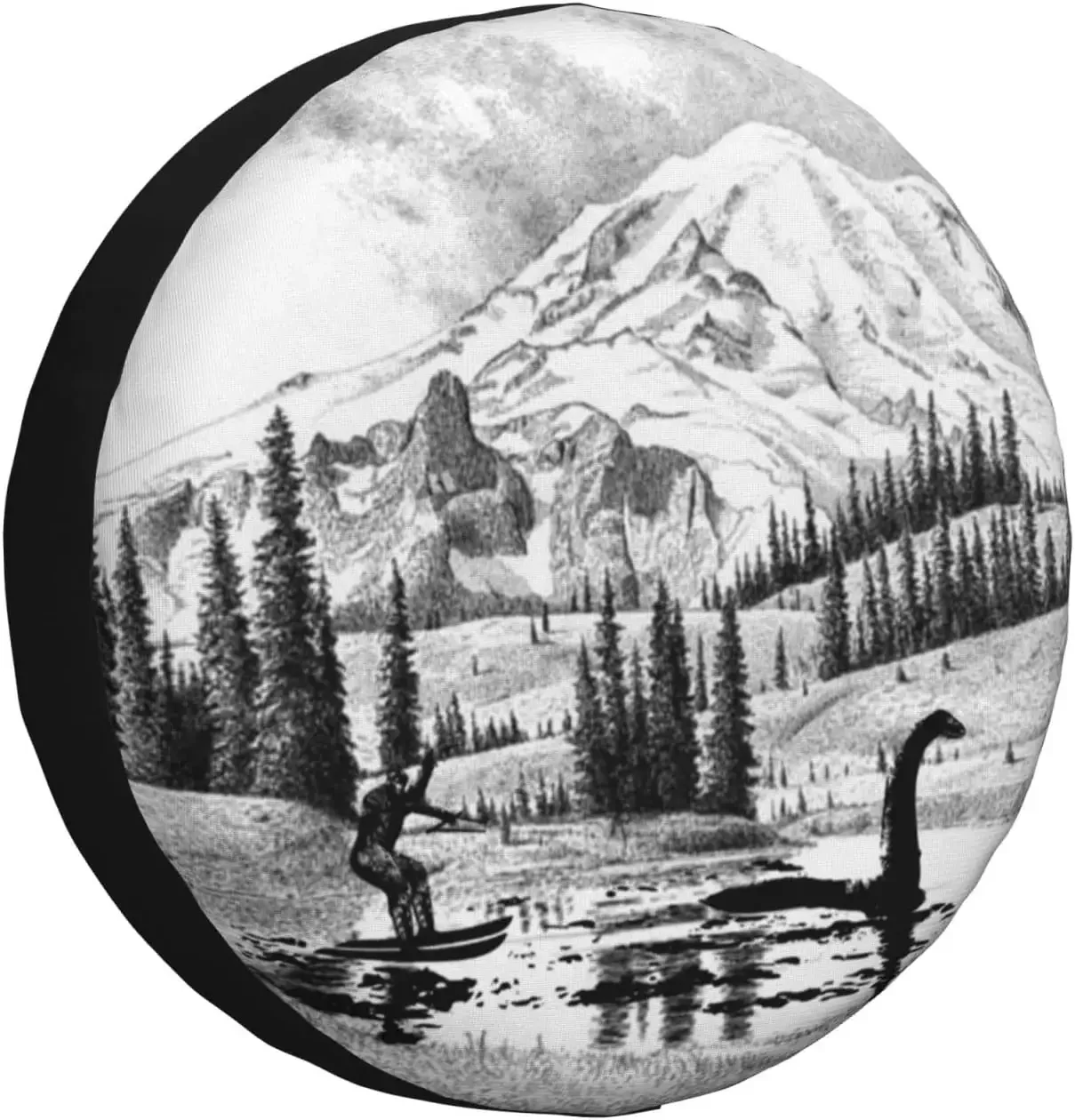 Loch Ness Monster Bigfoot Spare Tire Cover Weatherproof Dust-Proof Tire Universal Covers Fit for RV Truck SUV Motorhome Travel