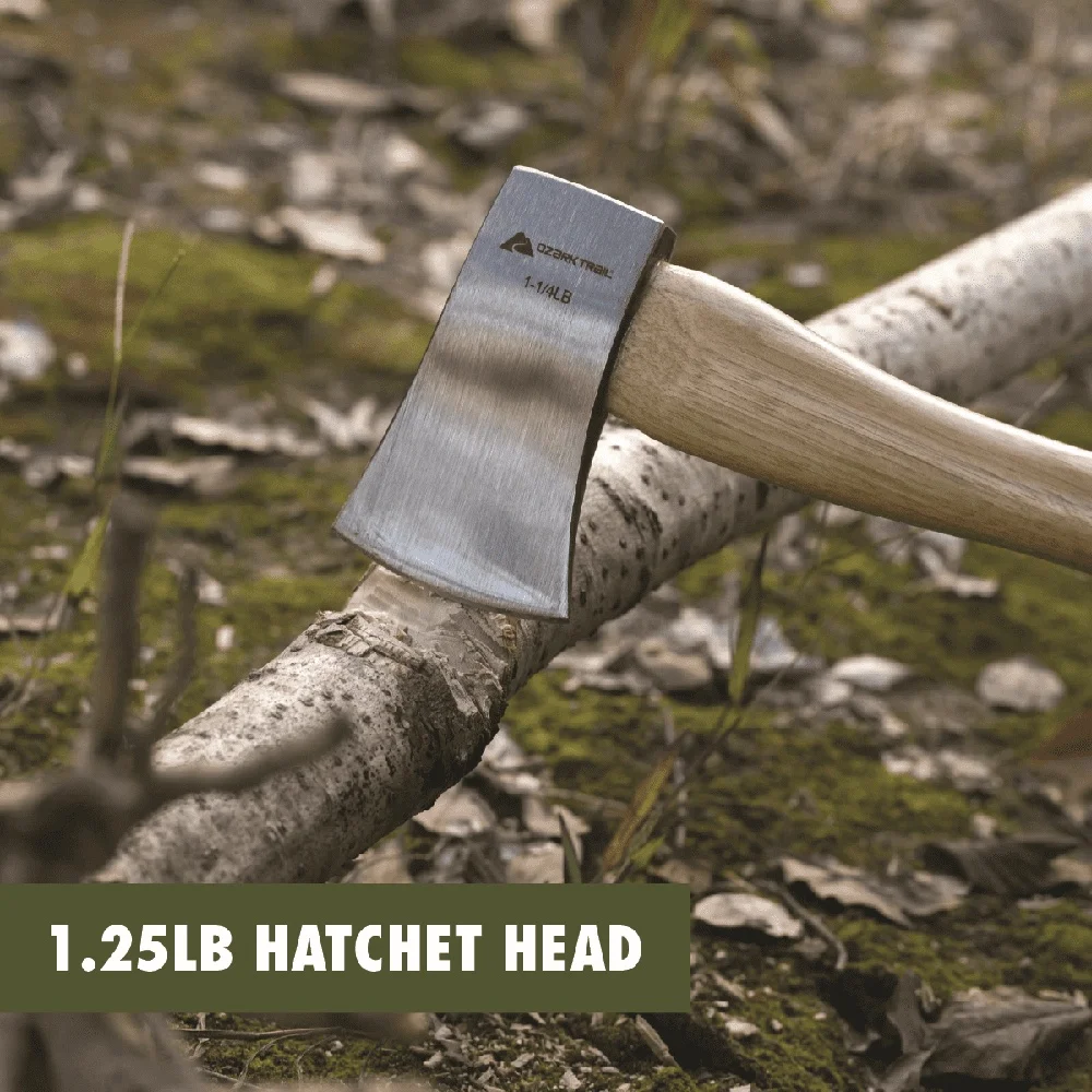1.25 lb Hatchet Axe with 12 Inch Hickory Handle Camping Outdoor Survival Gardening and Kindling Tool