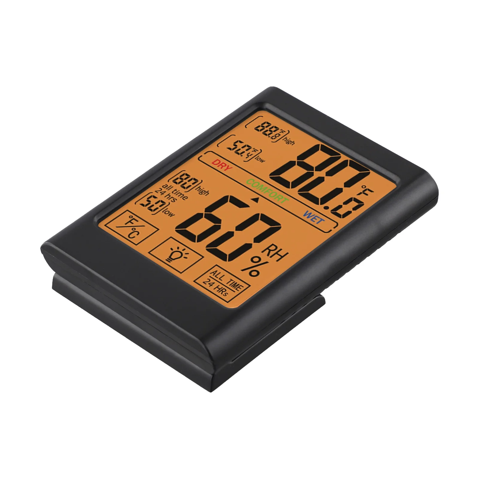 

Комнатный термометр-гигрометр с сенсорным экраном и большим ЖК-экраном с подсветкой для точного измерения влажности и температуры