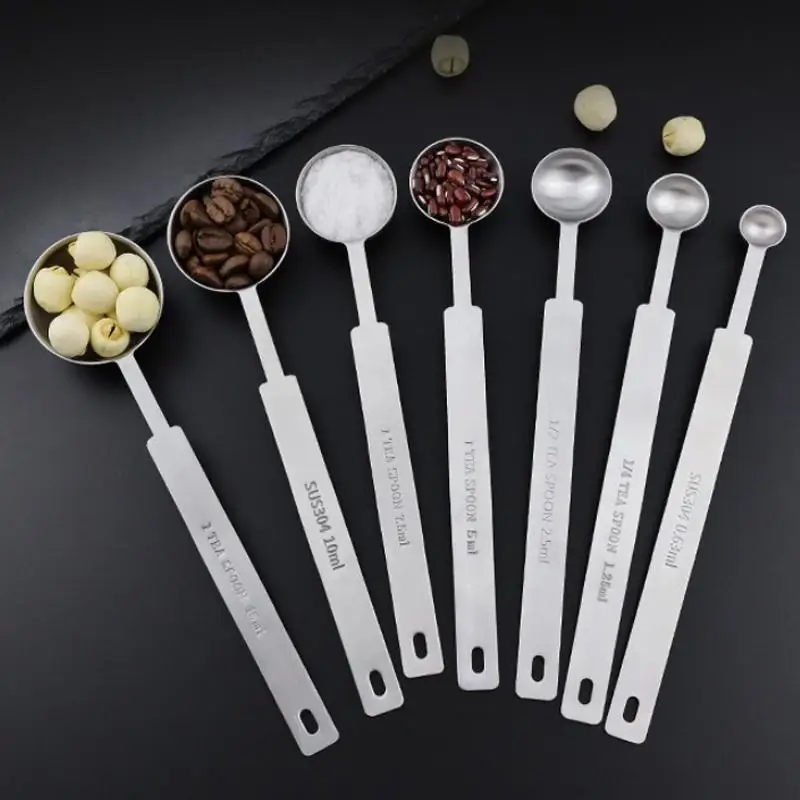 1/4Pcs Coffee Scoops Long Handle 304 Stainless Steel Tablespoon Stackable Kitchen Measuring Spoon Fits For Coffee Ice Cream Tea