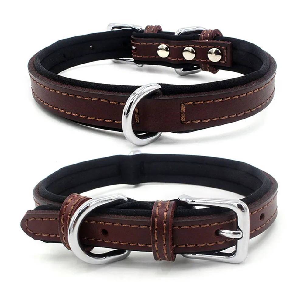Collar para perro de neopreno ultrasuave de doble capa con acolchado. Collar de cuero resistente para perros con hebilla metálica duradera. Collar de entrenamiento para mascotas._voghion.com