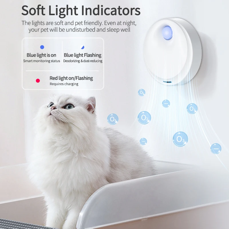 ROJECO 4000mAh Smart Cat Odor Purifier For Cat Litter Box Deodorizer Automatic Pet Toilet Smell Purifier Dog Cat Litter Deodoran