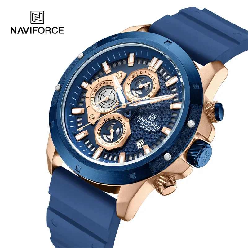 NAVIFORCE Brand Luxury Men\'s Watches Casual Sport Chronograph Silicone Strap Date Waterproof Quartz Wristwatch Relogio Masculino