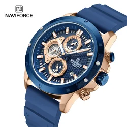 NAVIFORCE Brand Luxury Men's Watches Casual Sport Chronograph Silicone Strap Date Waterproof Quartz Wristwatch Relogio Masculino