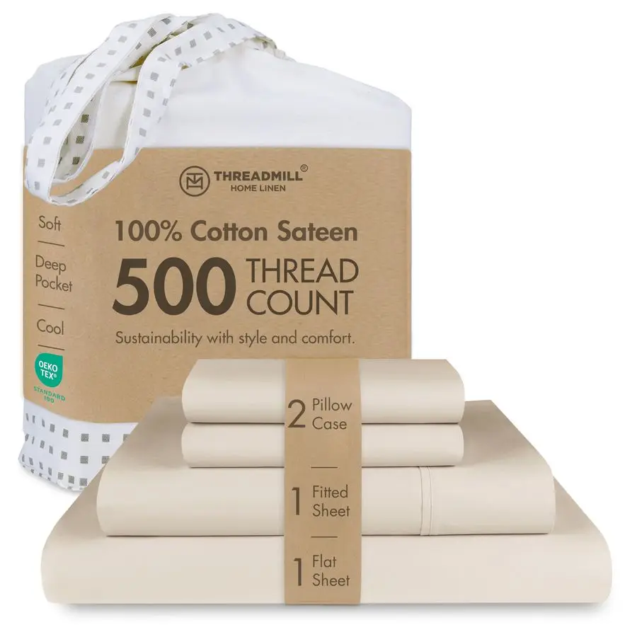 

Hotel Luxury Cotton Sheets King Size 100 Cotton, 500 Thread Count Deep Pocket, Snug Fit, Soft amp Crisp Cooling HotelQuality Bed
