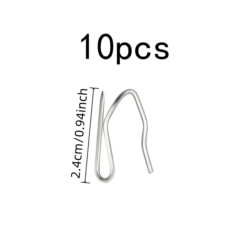 2.4cm S-Pin Drapery Hooks 10 pcs, Rust Resistant Durable, Sharp Pointed Tip, for Door Curtain Hanging