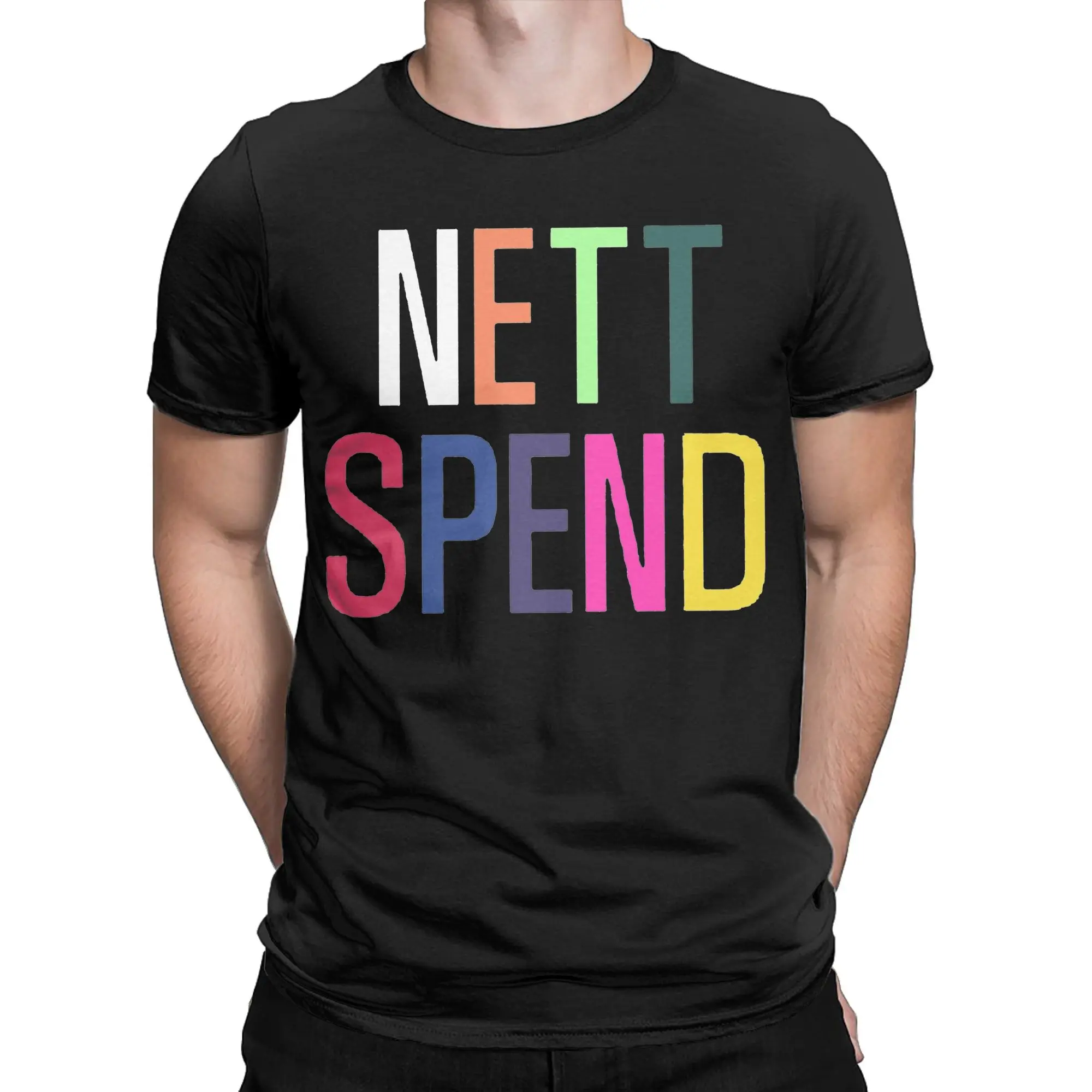 I Love NETTSPEND Rainbow Logo T-Shirt For Men Women 100%Cotton Tops Shirts Funny Rapper Hip Hop Crewneck Short Sleeve