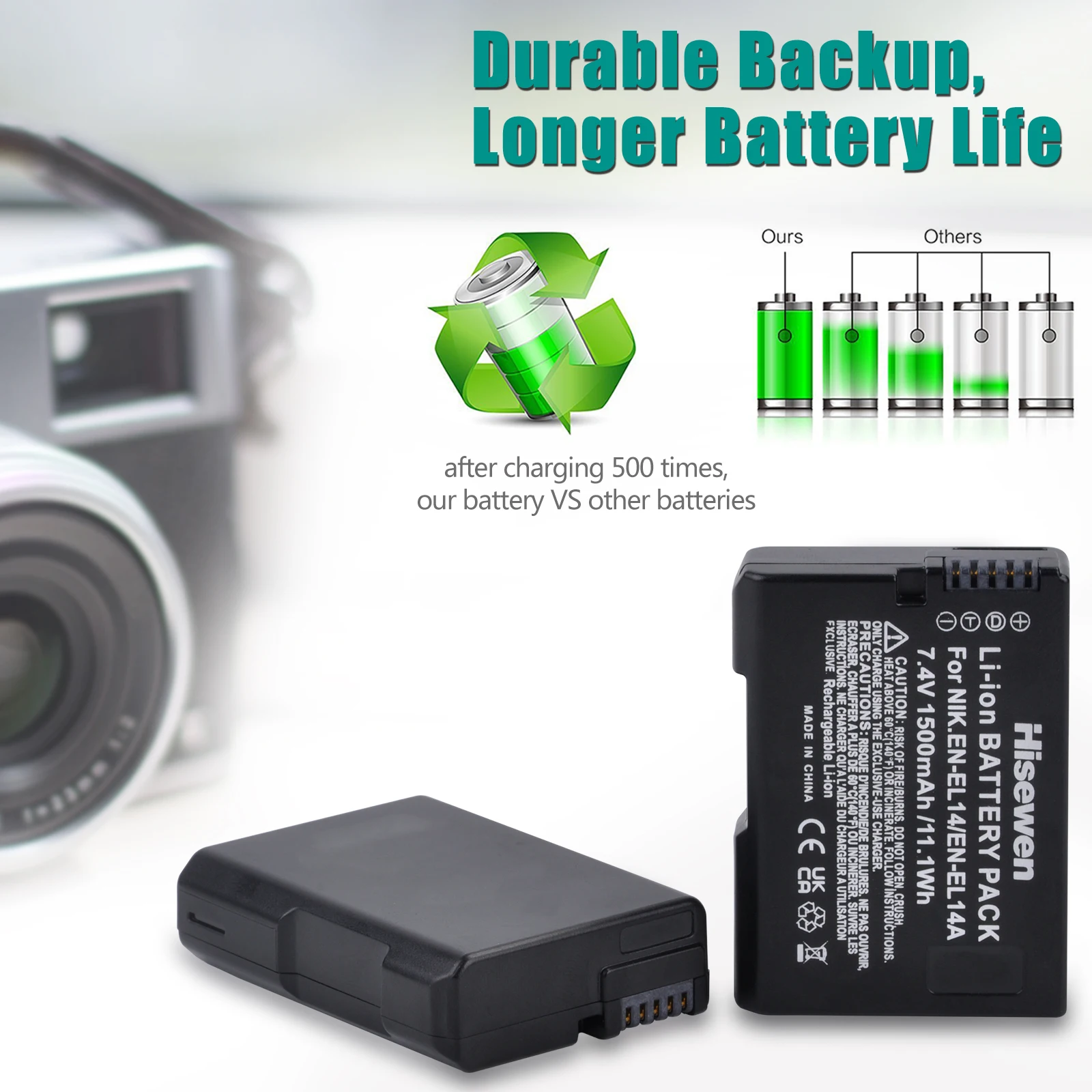 1500mAh EN-EL14 EN-EL14A ENEL14 Battery for Nikon D3100 D3200 D3300 D3400 D3500 D5600 D5100 D5200 P7000+LCD USB Dual Charger