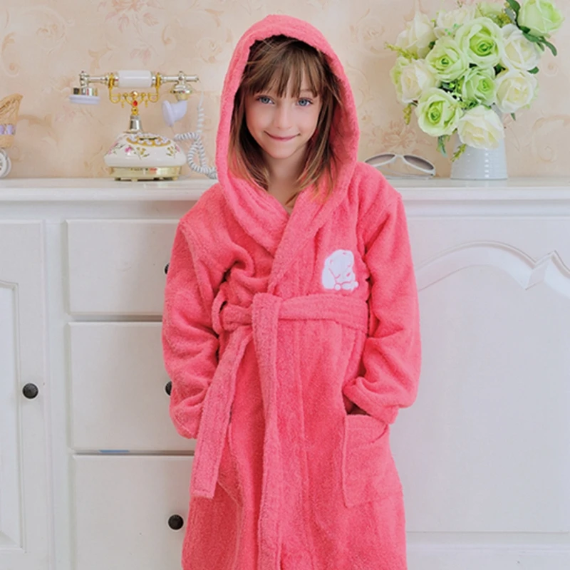 Winter Warm Bathrobe For Kids Boys and Girls Cartoon Hooded Children Pajamas Princess Child Lengthen Flannel Robe Kids Sleepwear