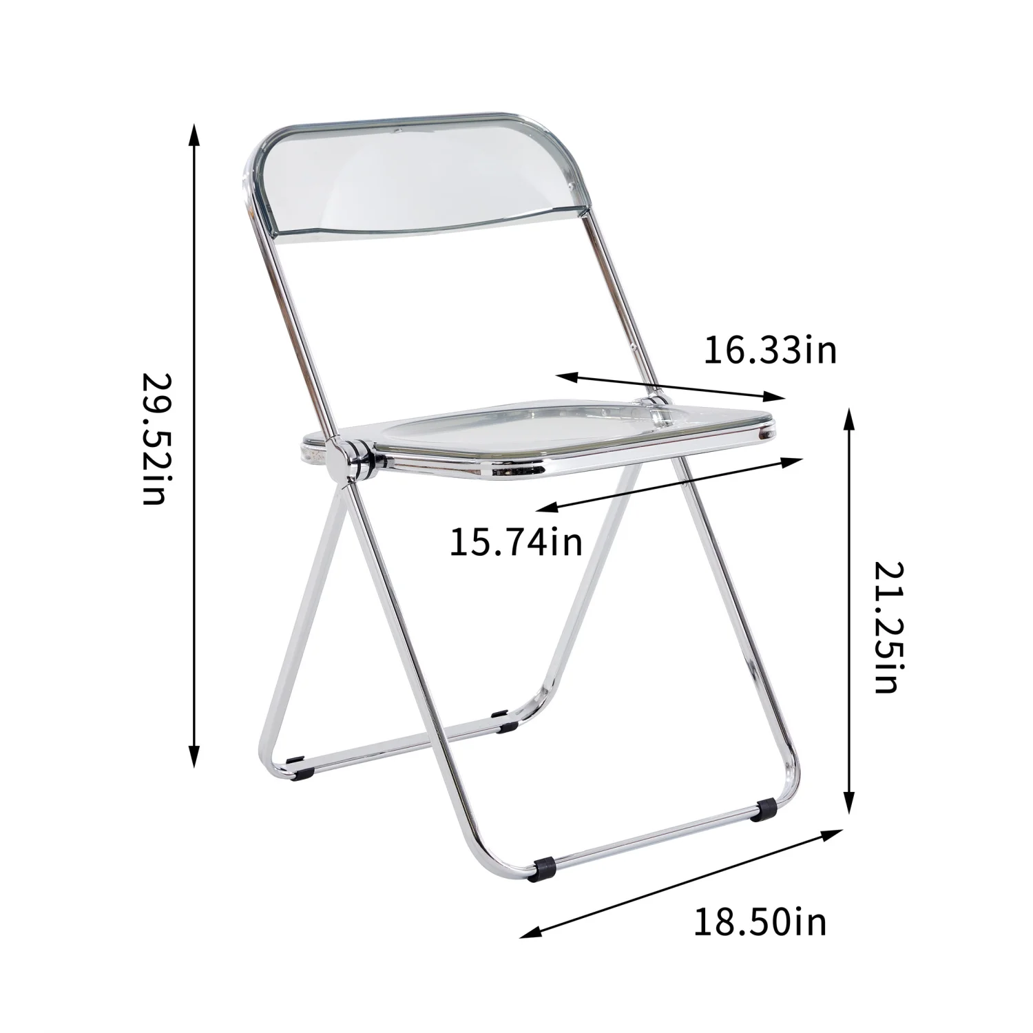 Gray Clear Transparent Folding Chair Chair Pc Plastic Living Room Seat