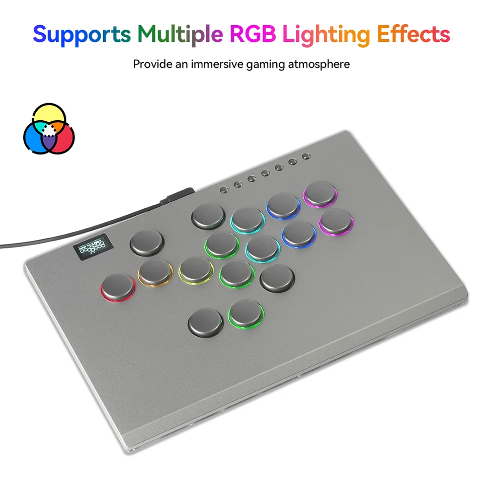 Haute42 M16 Plus Silvery Leverless Arcade Stick for PC PS4 PS5