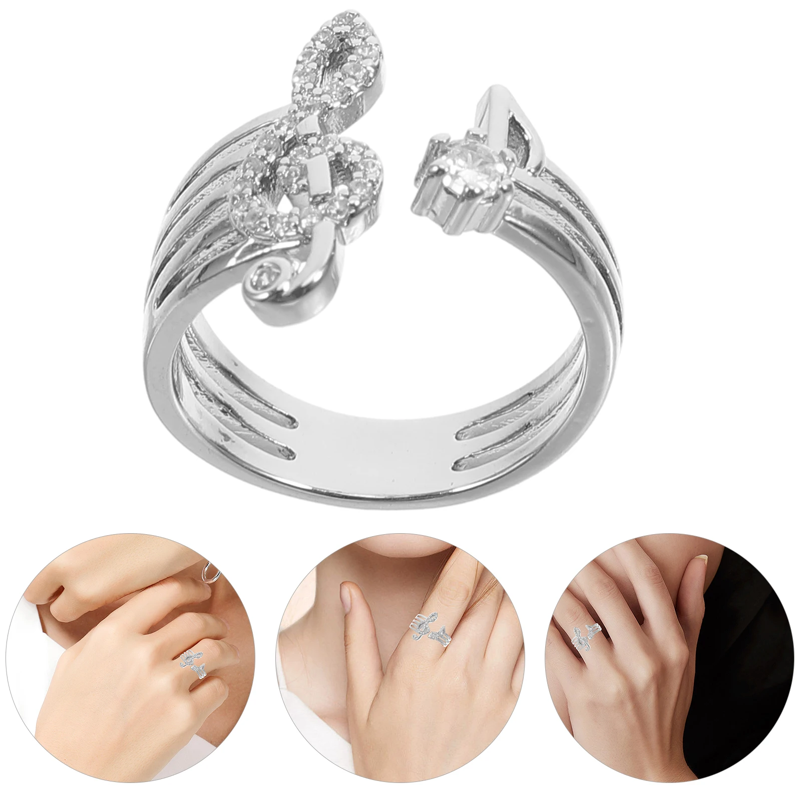 

Musical Note Ring Women Opening Adjustable Rings Elegant Simple Design Metal Alloy Jewelry Fashion Music Lover Gift