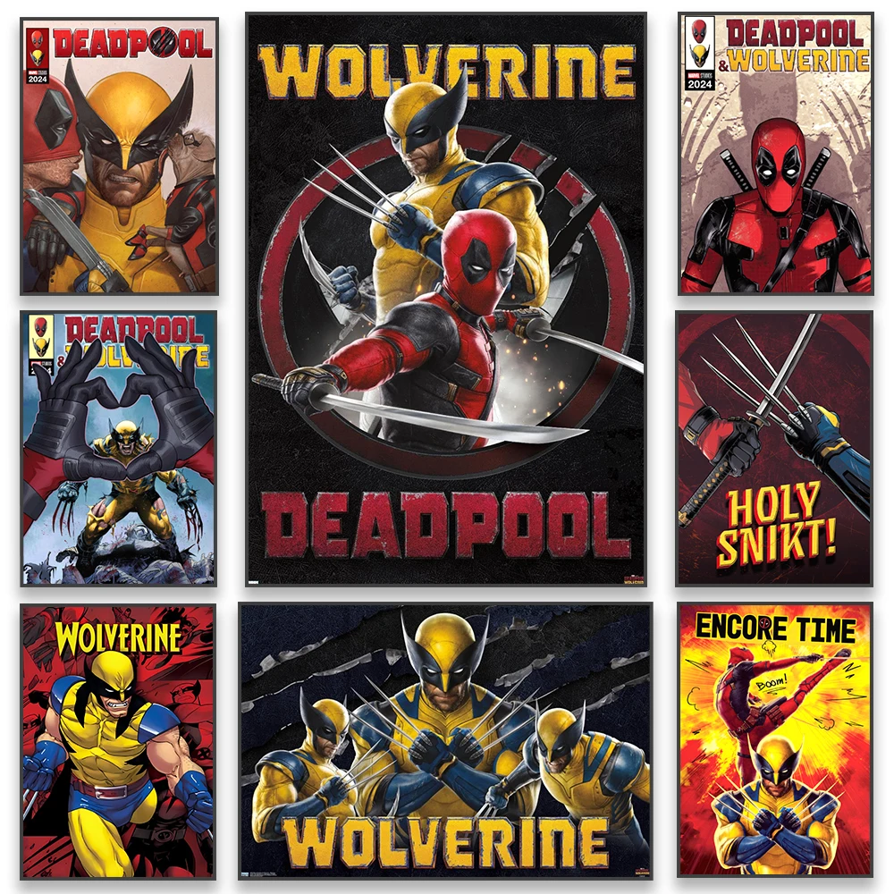 Deadpool and Wolverine Poster Disney Deadpool Superhero Funny Retro Print Motivational Canvas Painting Home Game Room Decor