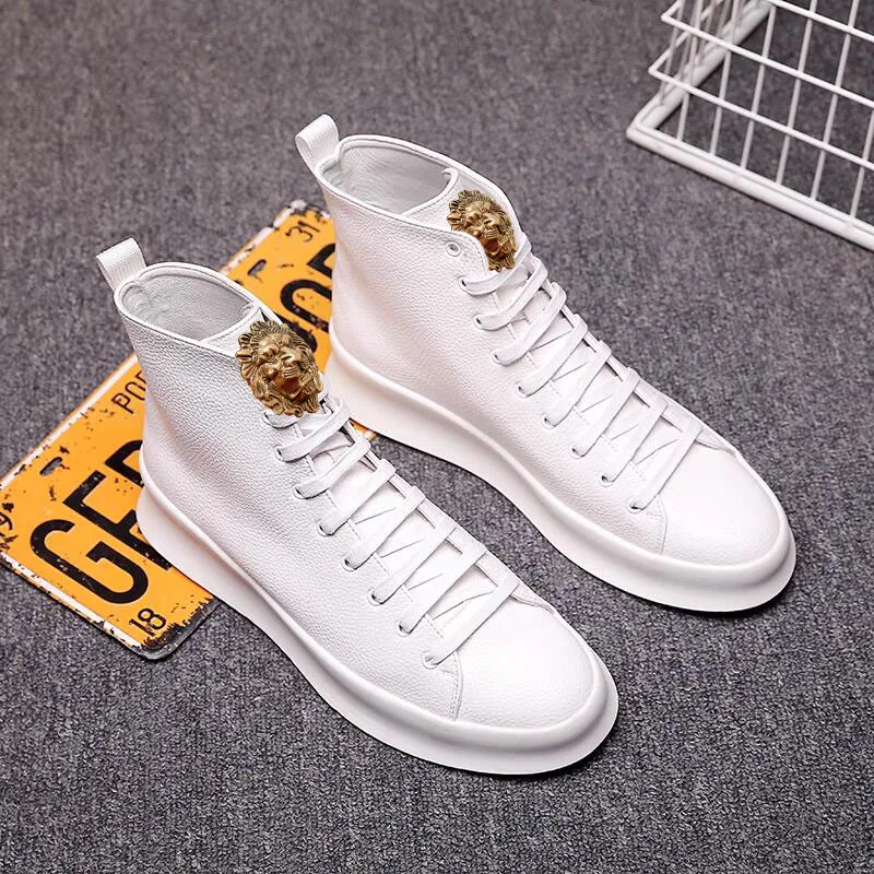 

Design men casual platform shoes genuine leather flat shoe spring autumn lace-up sneakers black white red mans footwear 2