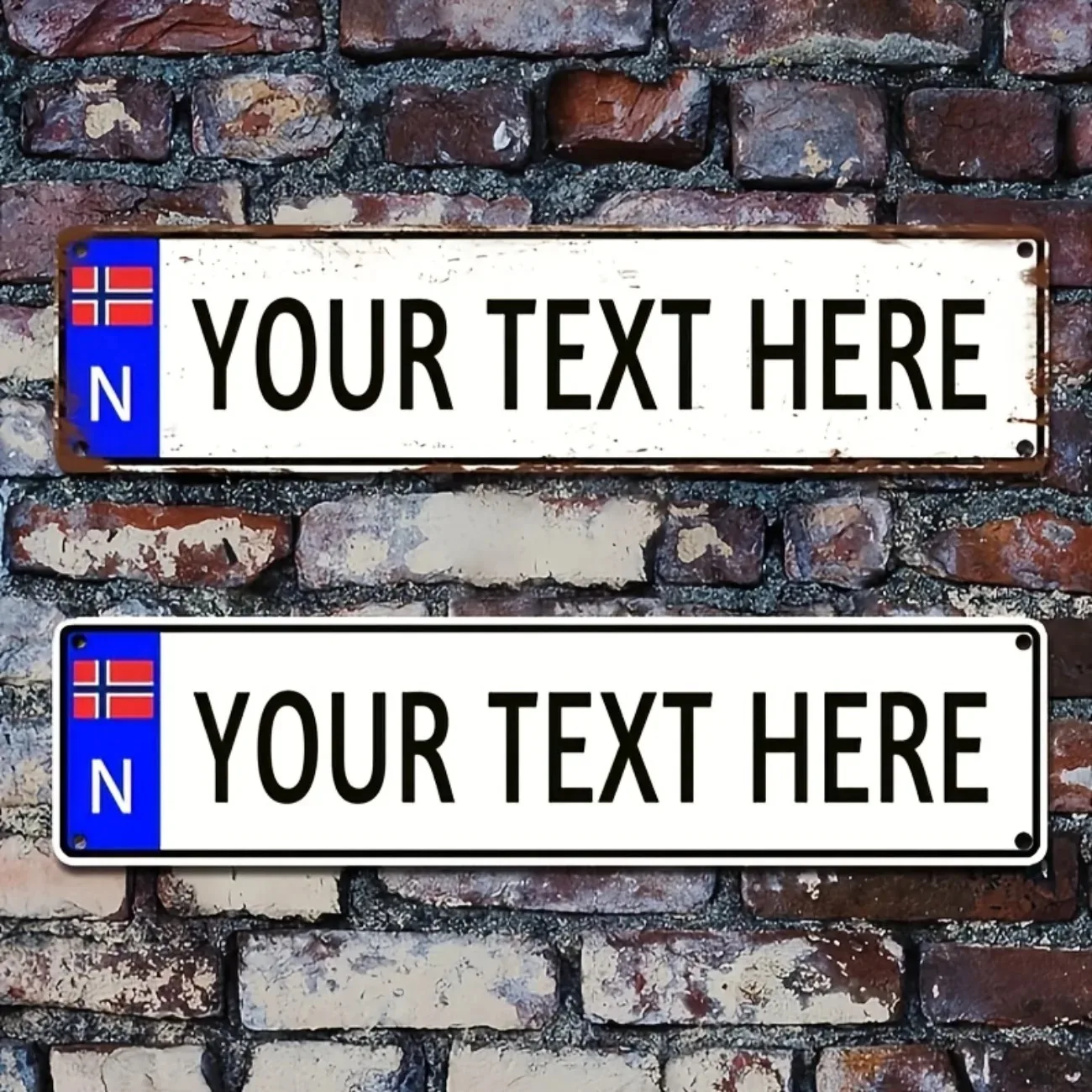 Personalisiertes norwegisches Straßenschild mit individuellem Text, Aluminiumdekor mit Flaggenmotiv, Wandschild für Zuhause, Outdoor, Garten, Geschenk für Norwegen-Liebhaber