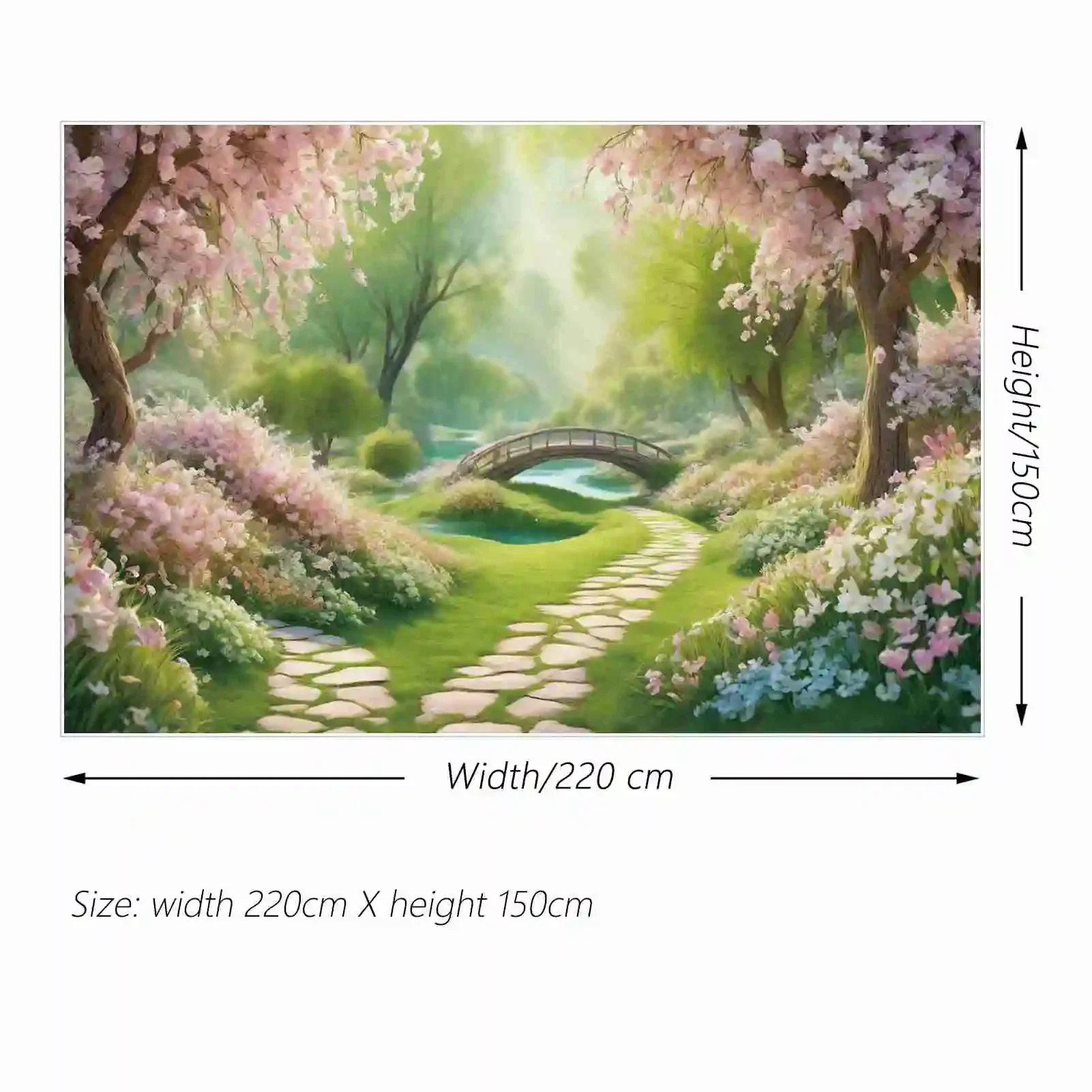 Mond. qg Frühlings fotografie Hintergrund natürliche Szene Fee Party Foto Hintergrund Wald Kirschblüte Weg Park Shooting Requisiten