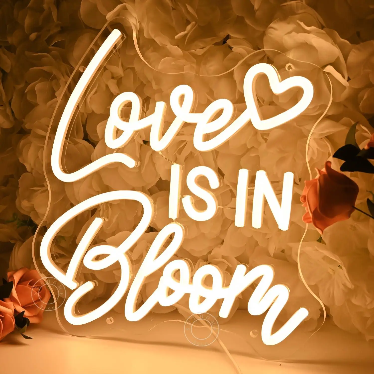 Love Is In Bloom Neon Sign Dimmable LED Light for Bedroom Wedding Birthday Bridal Shower Engagement Proposal Backdrop Decor Gift