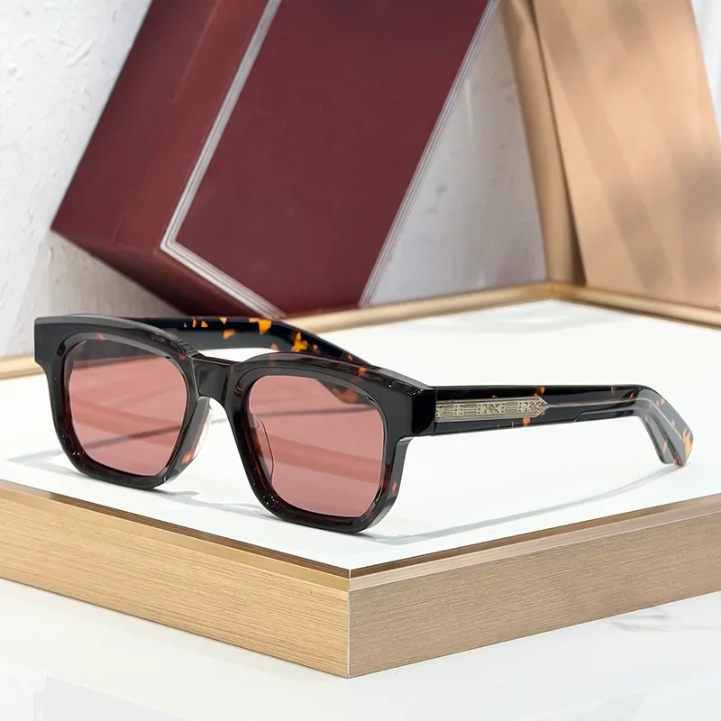 

PLAZA Vintage Craft Square Tortoise Sunglasses for Male Original Light Luxury Top Quality Thick Acetate Solar Glasses for M