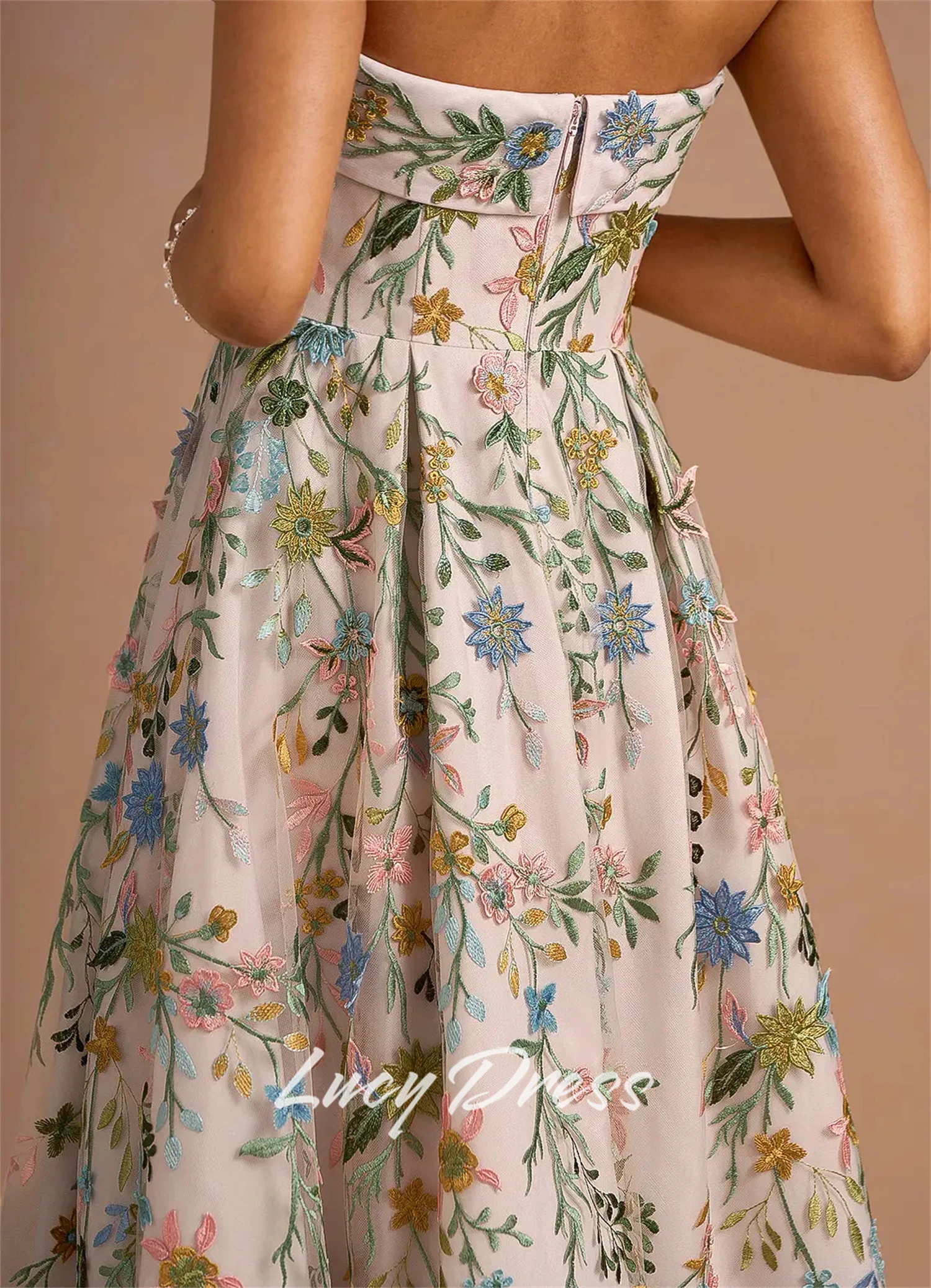 Lucy Customized Flower Fabric Party Dress - usage example