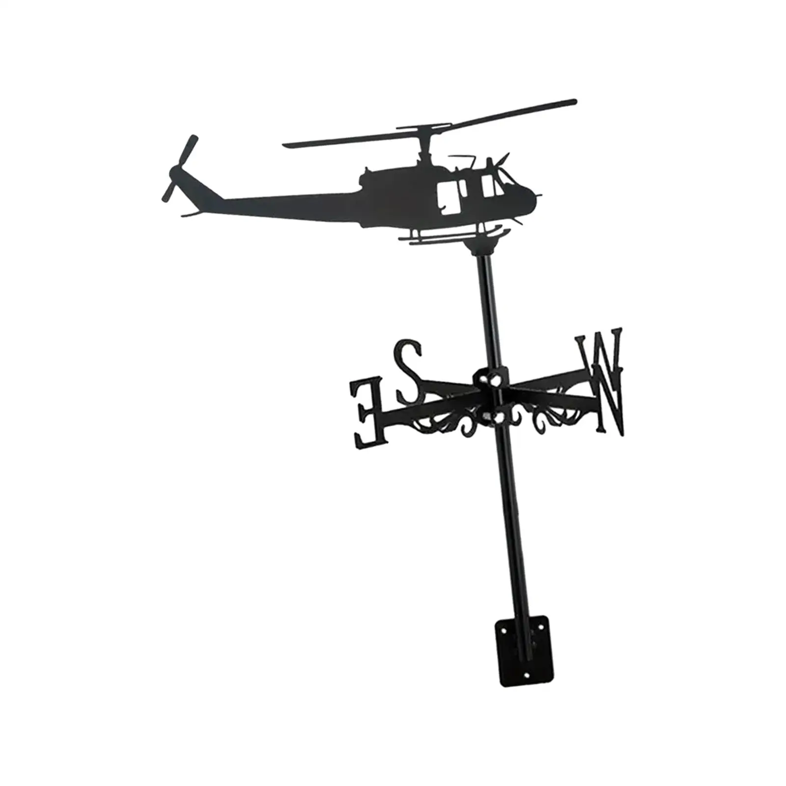 Metal Helicopter Roof Weather Vane Decoration Wind Measuring Tool Heavy Duty Wind Direction Indicator for Garage Lawn Sturdy