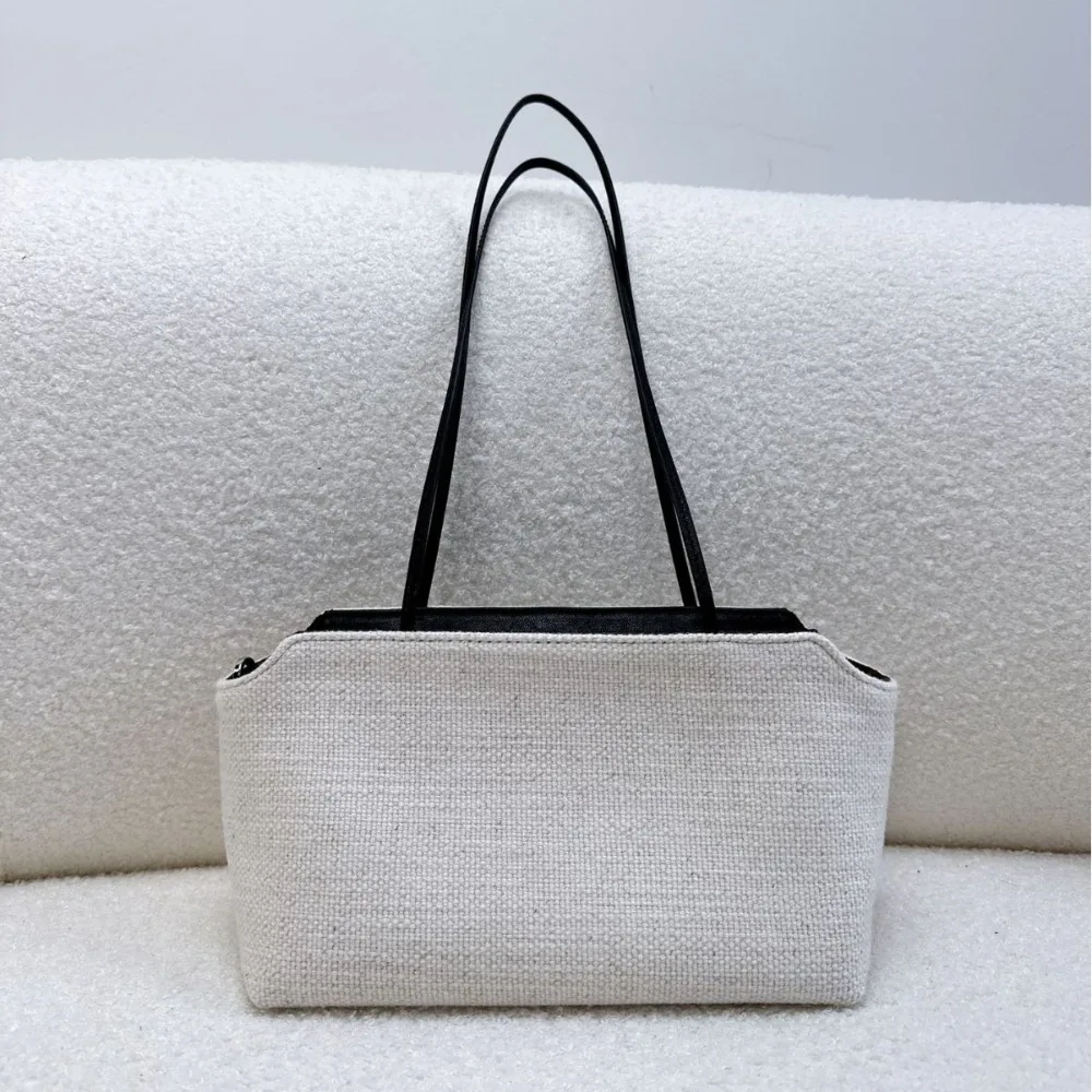 

2026 New Spliced Linen Woven Armpit Bag Fashionable Commuter Shoulder Messenger Texture Unique Fashion Simple Versatile