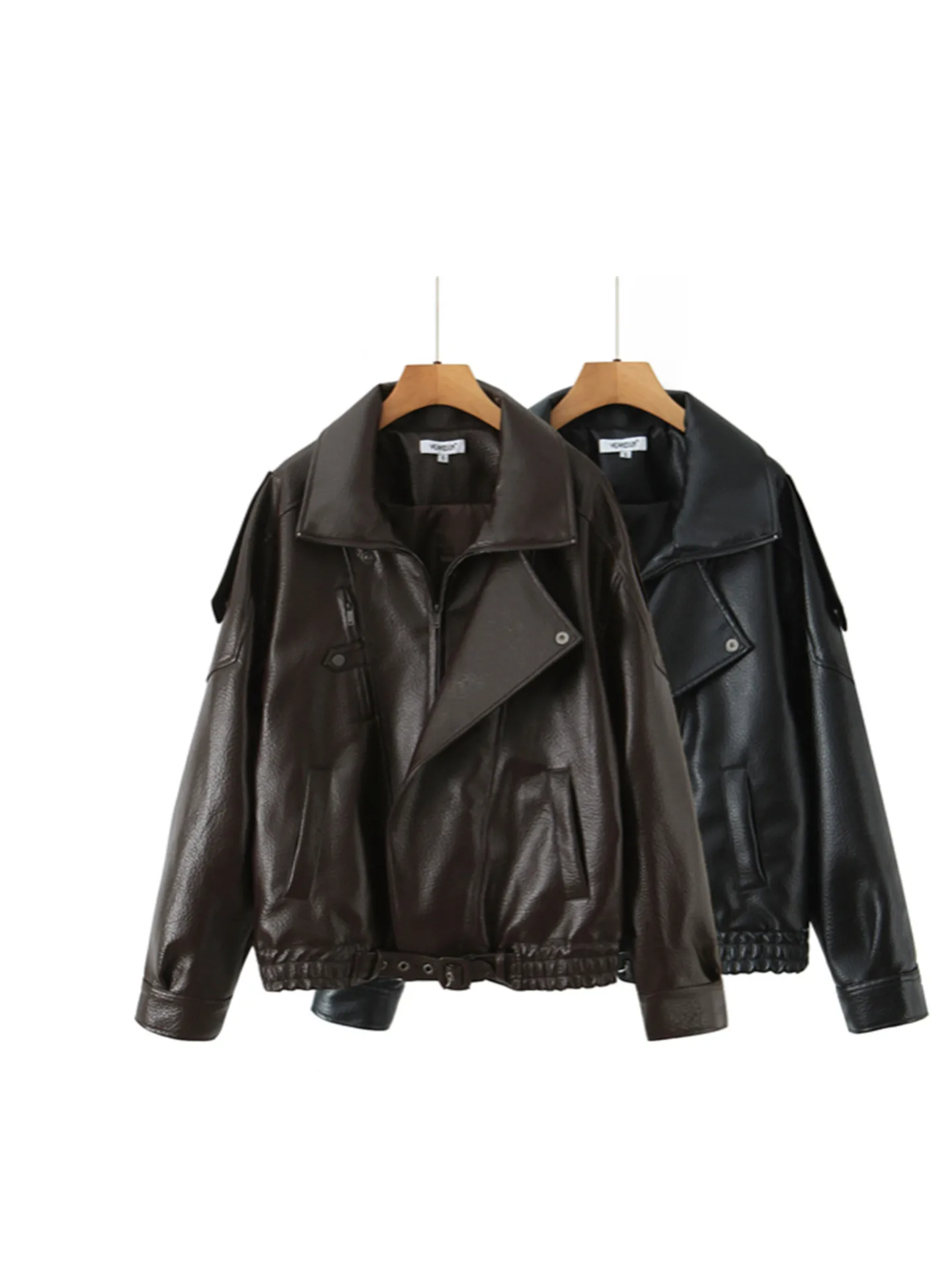 Retro American Motorcycle Jaet Particle Sense Ledermantel Trenchcoat Loose Fit Reißverschluss Cool And Ele Oberbekleidung