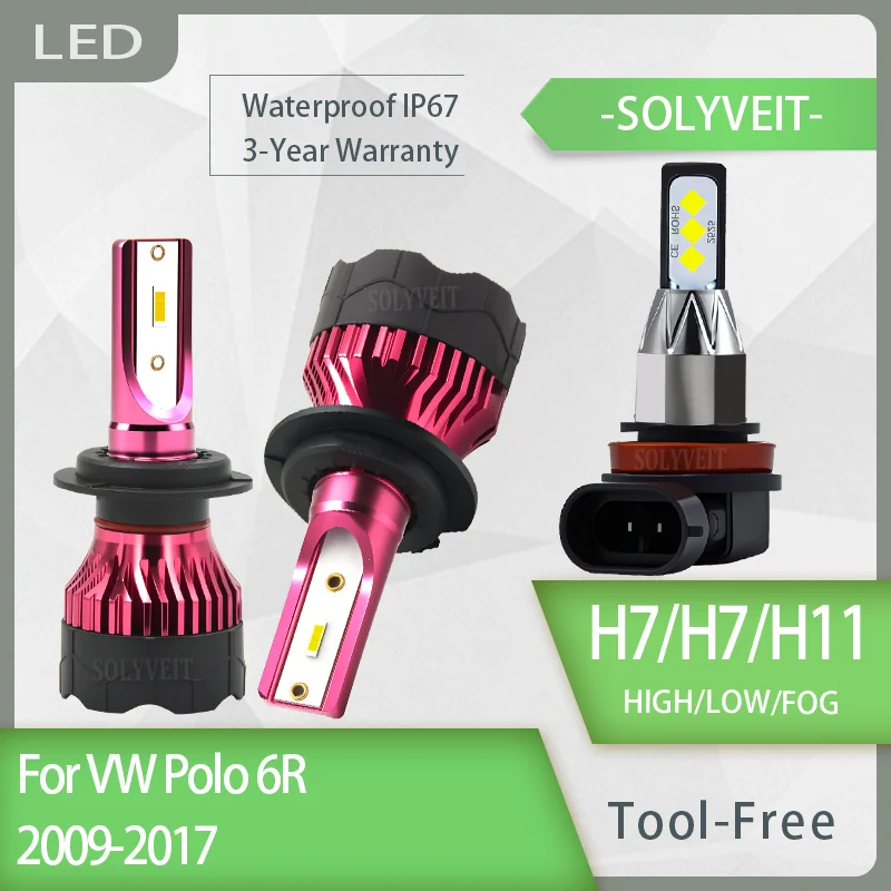 

Waterproof & Dustproof Long-Lasting H7 H7 H11 LED Headlight foglight For VW Polo 6R 2009 2010 2011 2012 2013 2014 2015 2016 2017