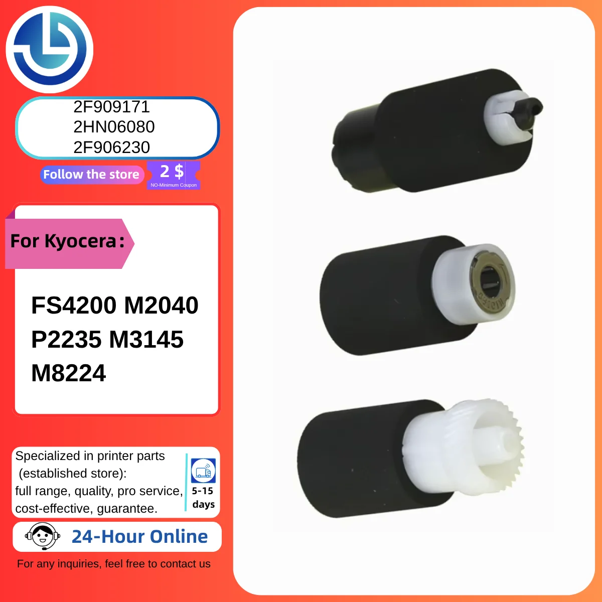 

2F909171 2HN06080 2F906230 Paper Pickup Roller Kit for Kyocera ECOSYS FS4200 M2040 P2235 M3145 M8224 TASKalfa 3510 Printer
