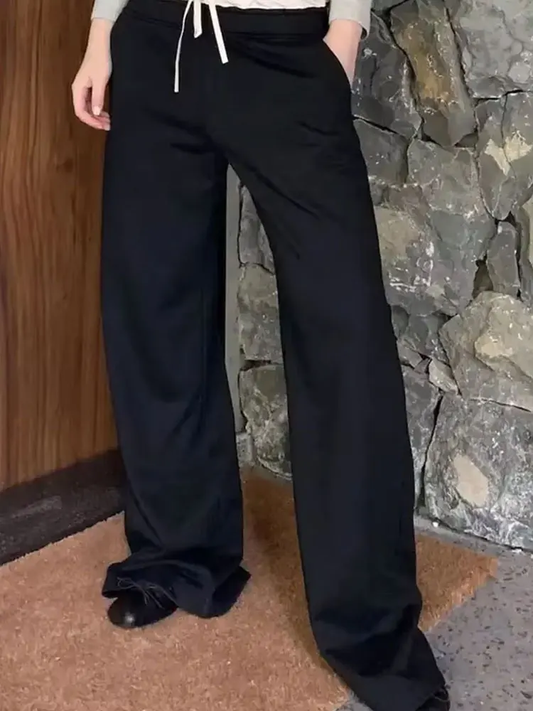 2024 New Fashion Woman Casual Trousers Patchwork Loose Women\' High Waist Long Pants Commute Female Chic Wide Leg Pant