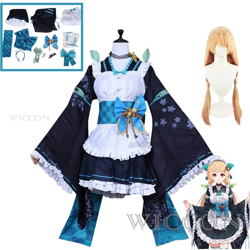 Anime Virtual Idol Pomu Rainpuff Cosplay Costume NIJISANJI EN Lazulight Member Wig Maid Attire Lolita Woman Kawaii Party Suit