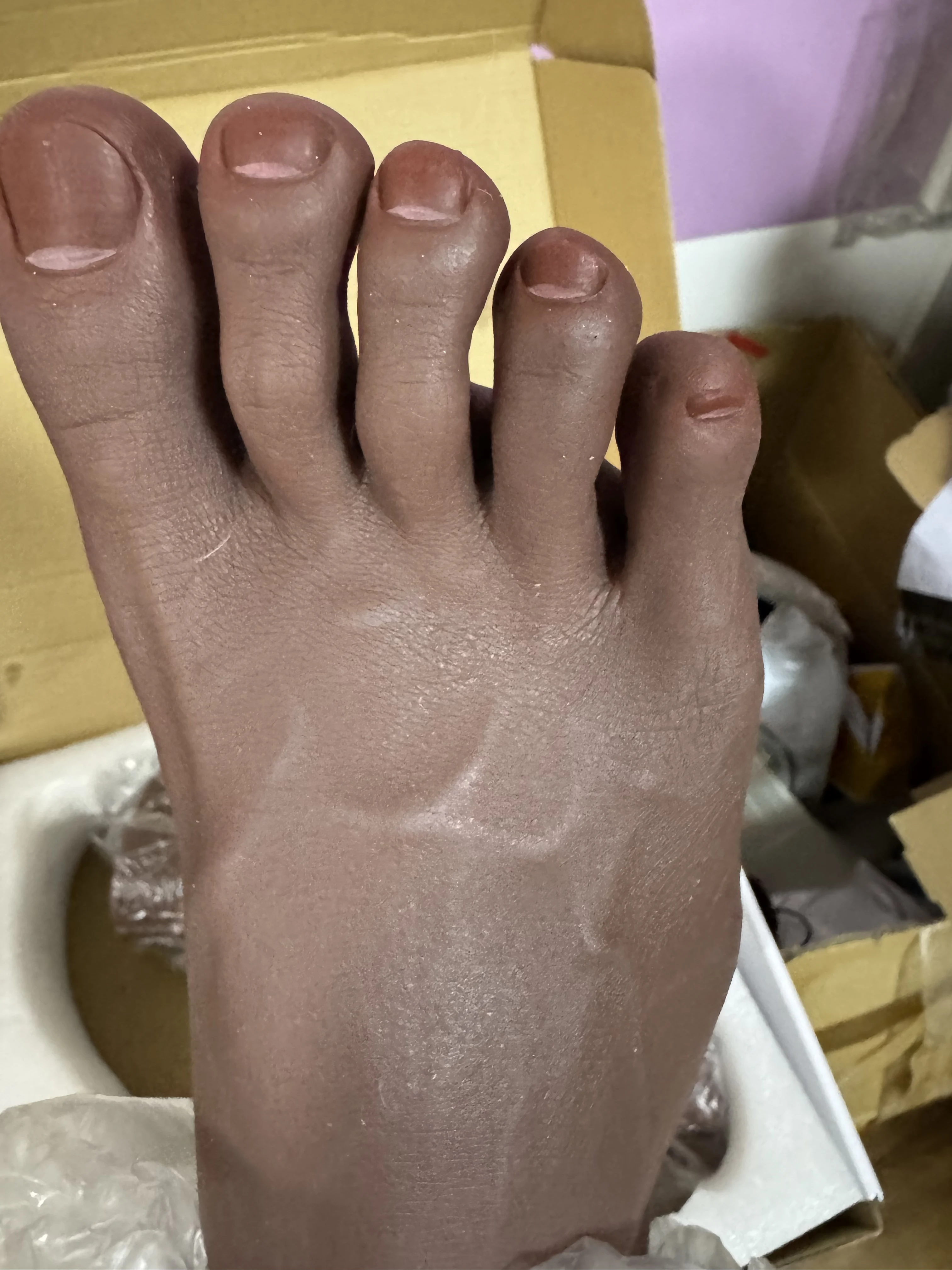 Male Silicone Foot Model Man's Lifelike Foot Fetish Shooting Props Fake Nail Salon Tattoo Art Display Black Brown TG44