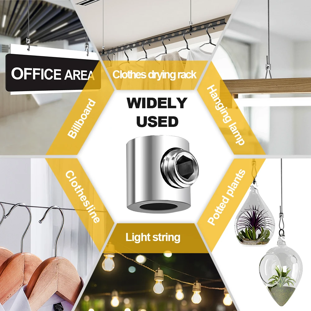 1.2/2mm Coated Steel Wire Rope Kit Adjustable Cable Clamp Metal Fixing Clip For Billboard Hanging Lighting Suspension Solution - view 5